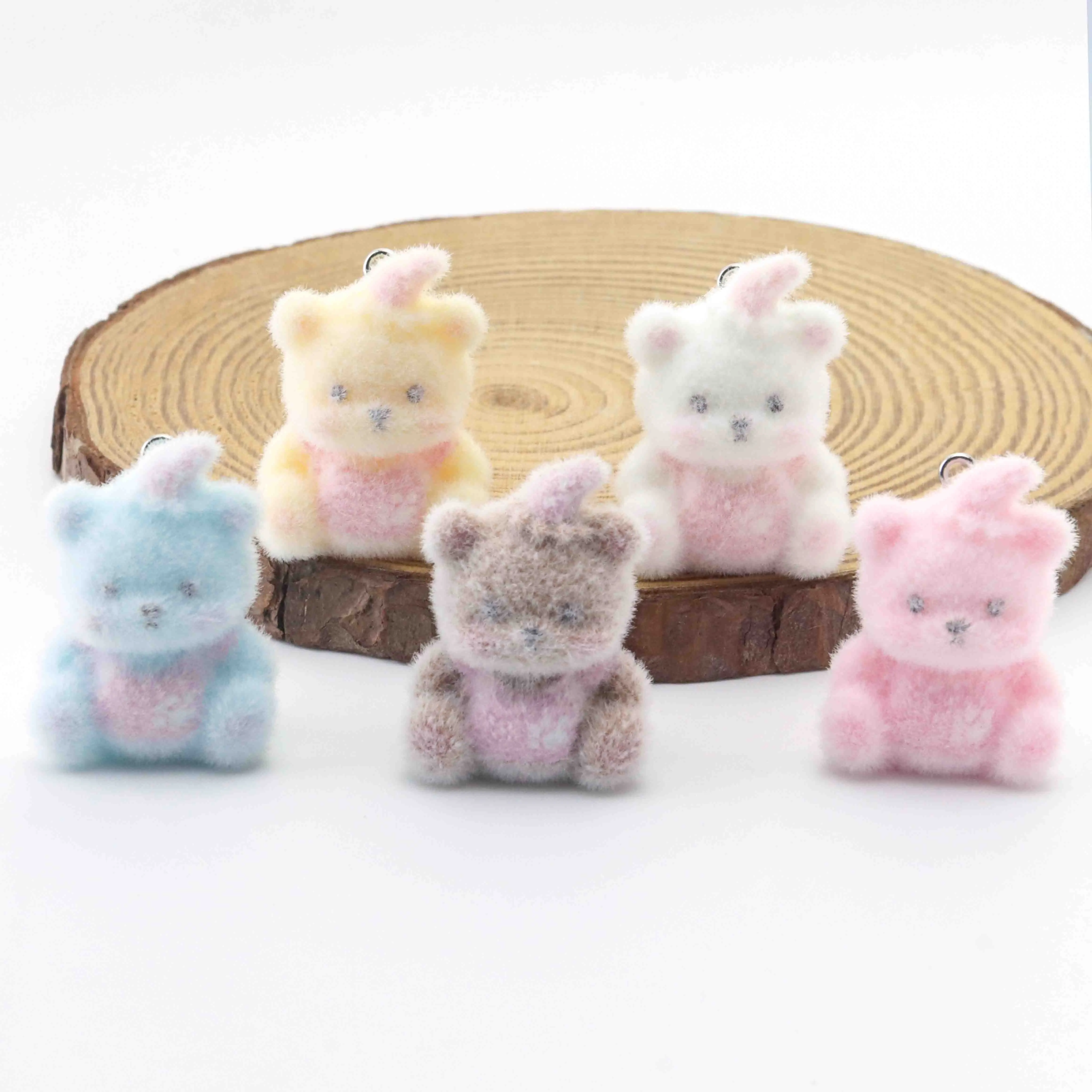 

10pcsResin Flocking Bear Wearing a Hat Cute Cartoon Pendant Can Be Used For DIY Keychain Schoolbag Necklace Desktop Accessories