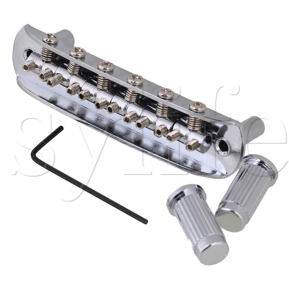 Guitar Bridge Tune Tailpiece Tune-O-Matic Set Chrome Plated for 6 Strings Guitar