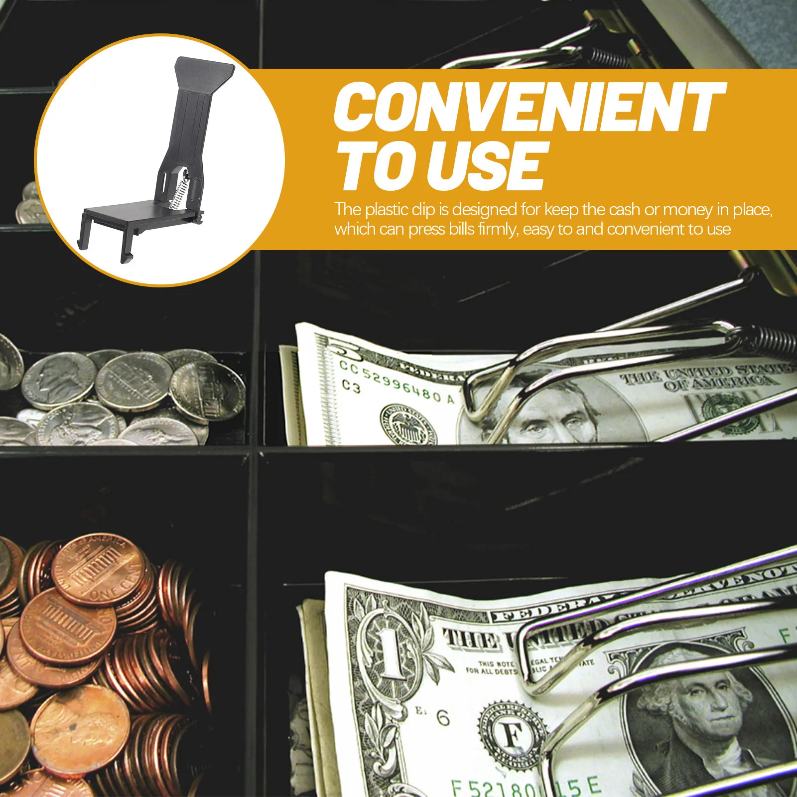 

6Pcs Cash Register Clip Plastic Money Holder Clips Sturdy Cash Drawer Insert for Store Business Small Business Supplies
