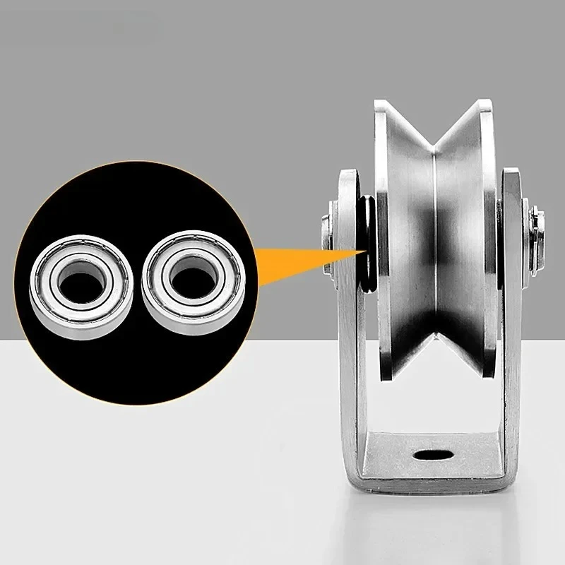 U V H Type Single Wheel Pulley Roller 304 Stainless Steel 360 Degree Rotation Heavy Duty Grooved Wheel V Type Pulley Block - view 2