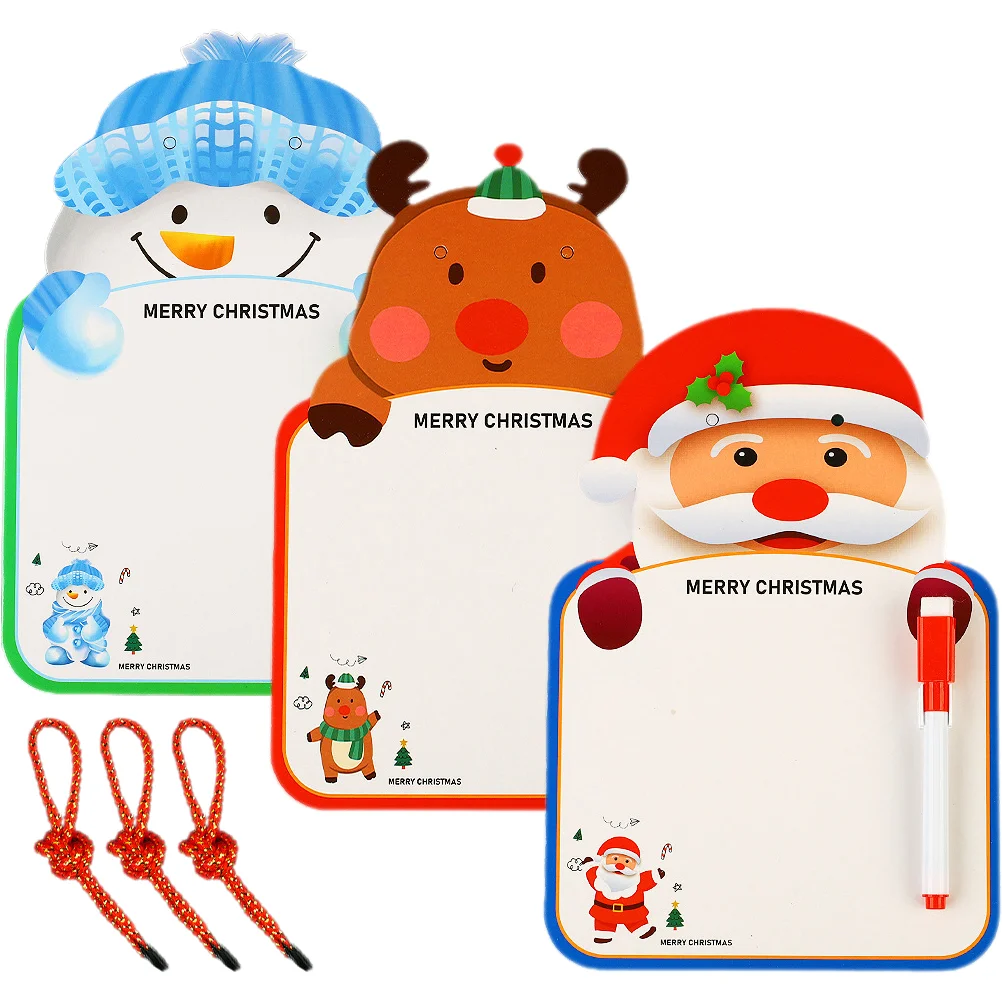 

3 Sets Christmas Drawing Board Erasable Markers for Kids Double-sided Writing Dry Erase Paper Whiteboard