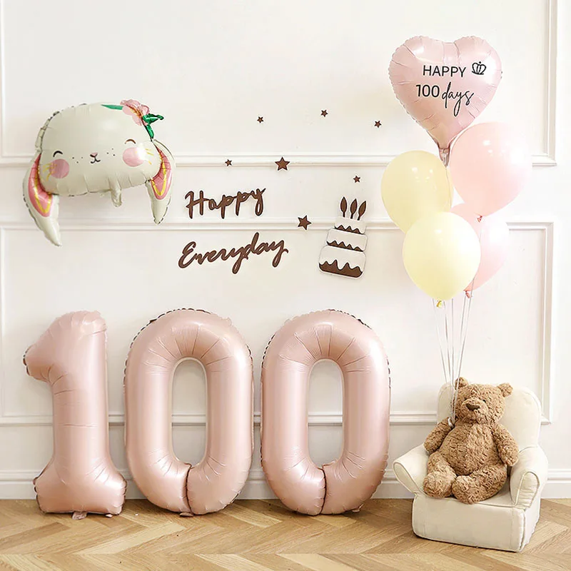 

0-9 Matte Baby Pink Blue Digital Aluminum Film Balloon Baby Hundred Day Children's Birthday Party Decoration and Decoration