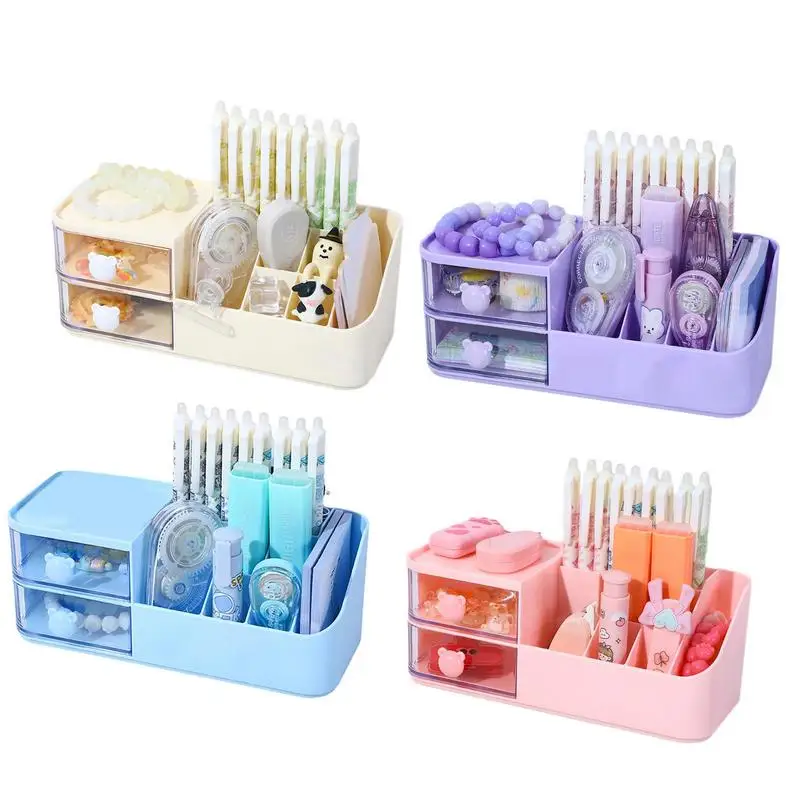 

Stationary Storage Shelf Cartoon Divided Stationary Organizer Cute Desk Accessories Space Saving Perfumes Jewelry Storage Box