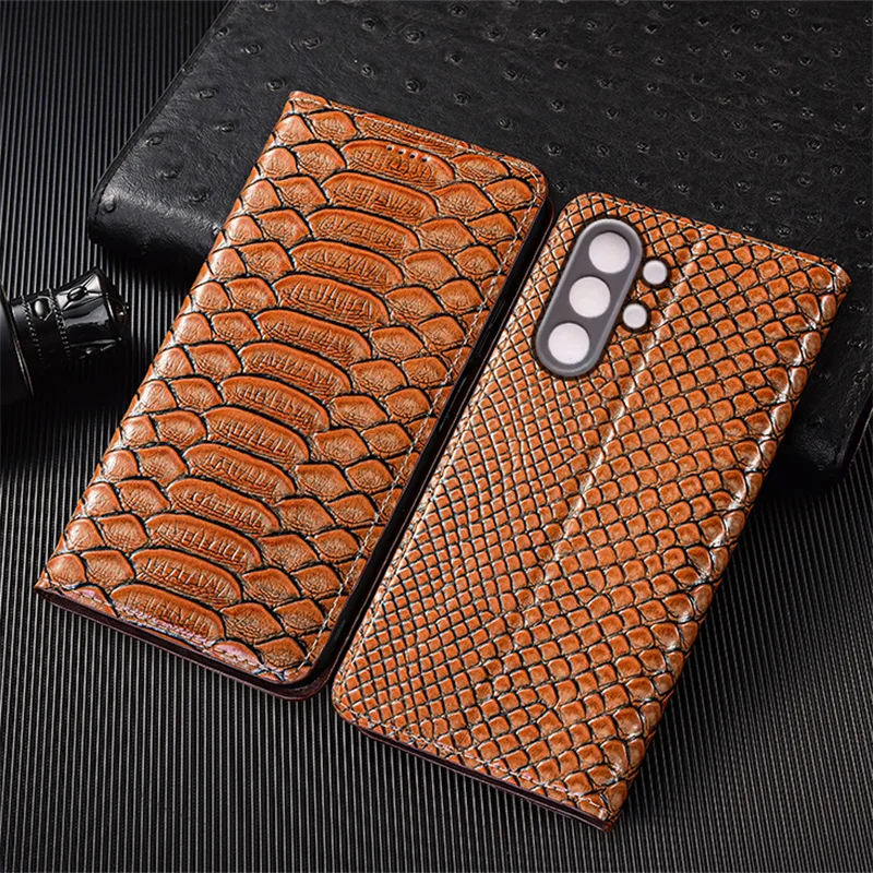 

Чехол-флип из натуральной кожи с узором Python для ZTE Redmagic 5S 6 6S 7 7S 8 8S 9 9S 10 11 Pro Plus, с отделениями для карт, устойчивый к царапинам