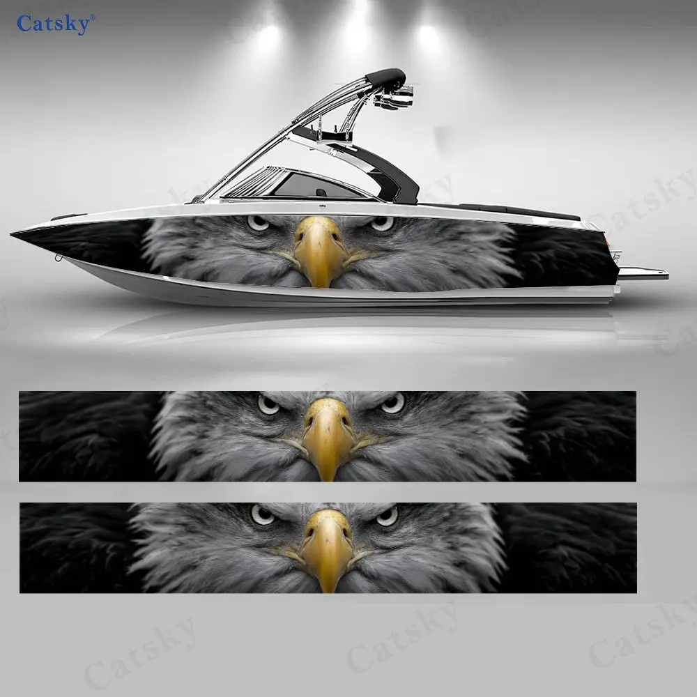 

2Pcs Eagle is watching closely Boat Stickers, PVC Waterproof Vinyl Wrap Decals for Fishing Boats, Durable and Stylish Design