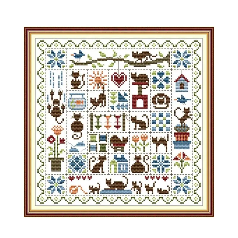 Winter Kitten cross stitch kit counted white18ct 14ct 11ct printed embroidery DIY handmade needlework craft tool decor