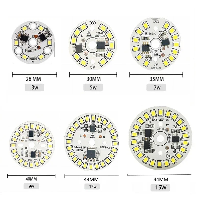 LED 전구 패치 램프 SMD 플레이트, 전구 조명용 원형 모듈 광원 플레이트, LED 다운라이트 칩 스포트라이트, AC 220V, 2 개