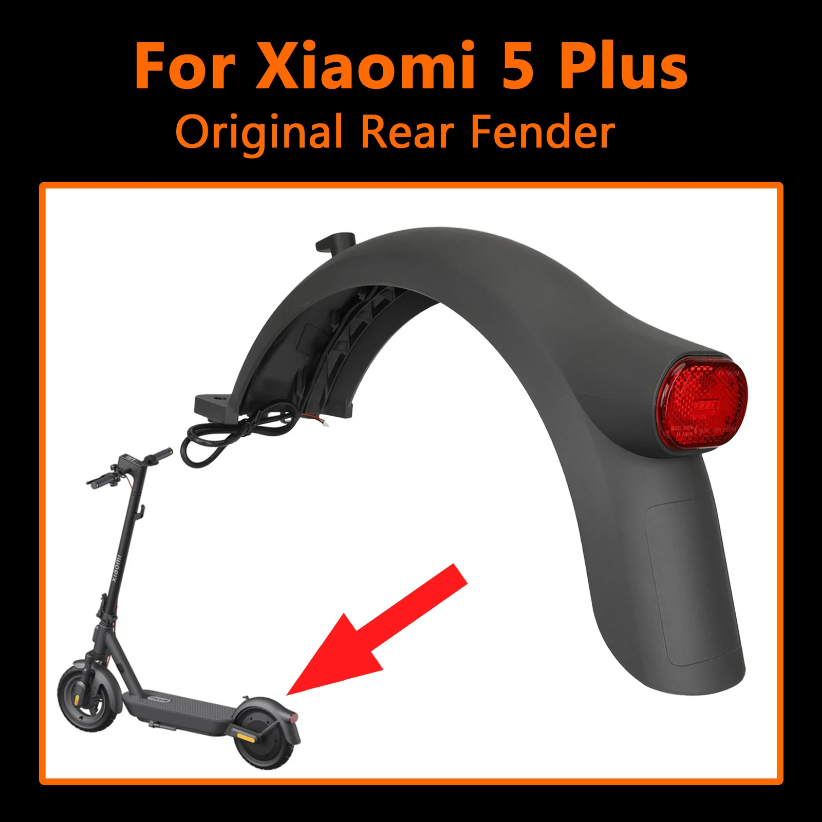 

Оригинальное заднее крыло для электрического скутера Xiaomi 5 Plus, брызговик, водонепроницаемая крышка в сборе, содержит тормозные задние фонари, детали крючка