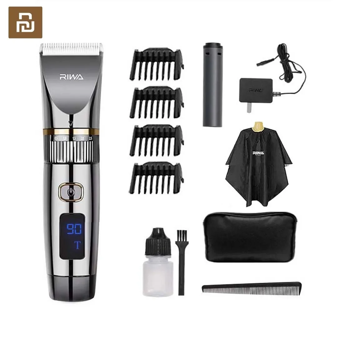 Youpin RIVA Hair Trimmers Electric Hair Clipper LED Screen Display Body Wash Ceramic Cutter Head Hair Clippers Men Professional