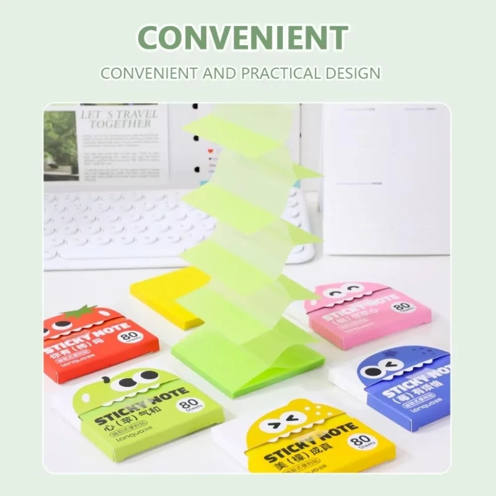 

Cartoon Fruit Memo Pad Paper Dopamine Self-Adhesive Sticky Notes Pull Out Design Pearlescent Transparent