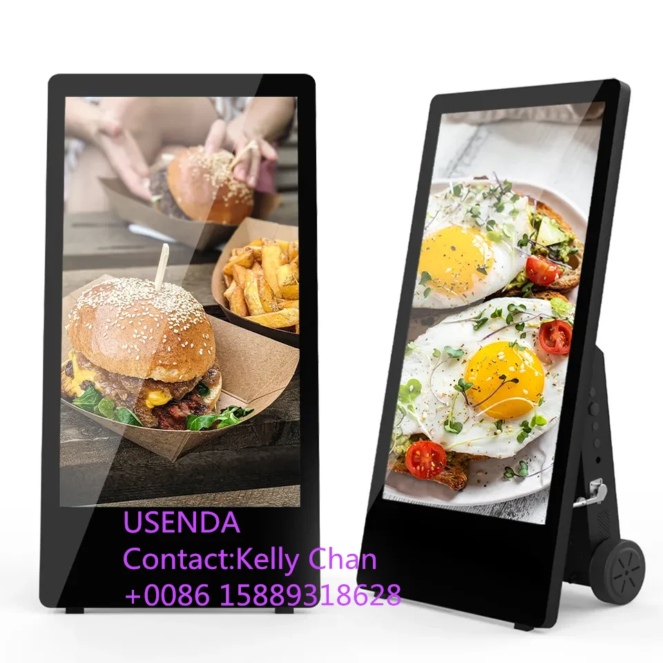 43-дюймовый открытый ЖК-киоск, плакатная панель, портативный дисплей Full HD, цифровая вывеска с питанием от батареи