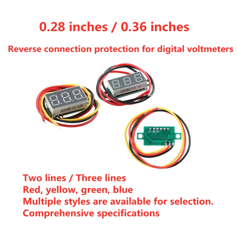 5PCS 0.28 / 0.36 inches Two and three-wire voltage meter heads with variable accuracy display / reverse connection protection