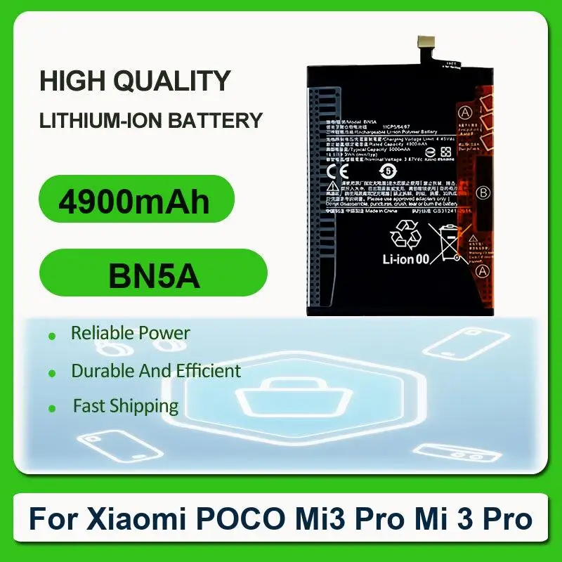 Battery For Xiaomi POCO Mi3 Pro Mi 3 F5 8 Explorer/Mi8 Redmi Note 13 4G/POCO M6 4G 11S/M4 5 11E Pro/POCO X4 5G 9T 12 12X SE MIX
