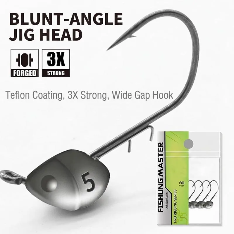 Têtes de jig en PTFE, hameçons à large ouverture pour leurres souples, micro-jigs de pêche antidérapants en téflon pour le bar