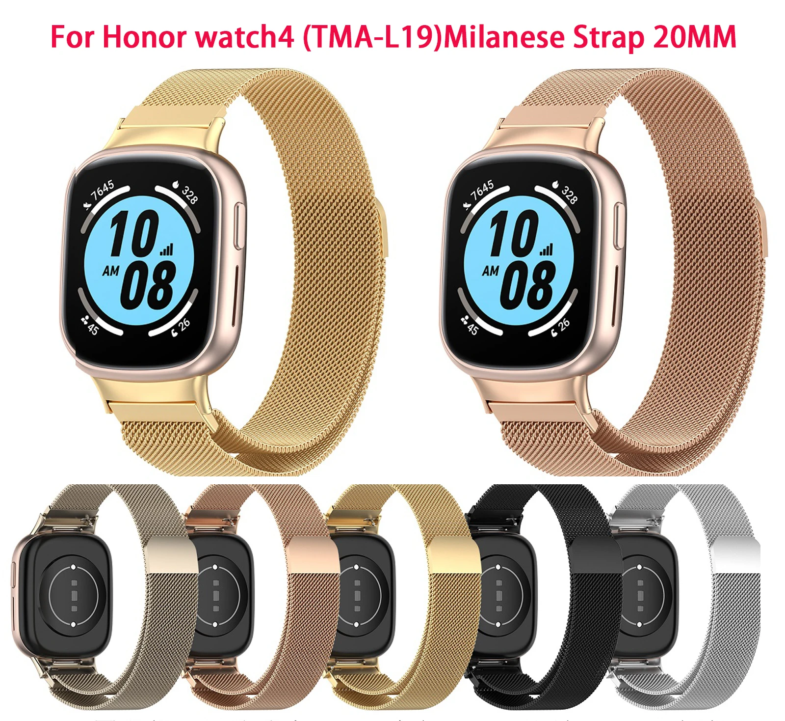 For Honor Watch 4 Magnetic First Grain Milano TMA-L19 Bracelet 20mm Wristband Honor Watch4 TMA-L19 Replacement Band Watchstrap