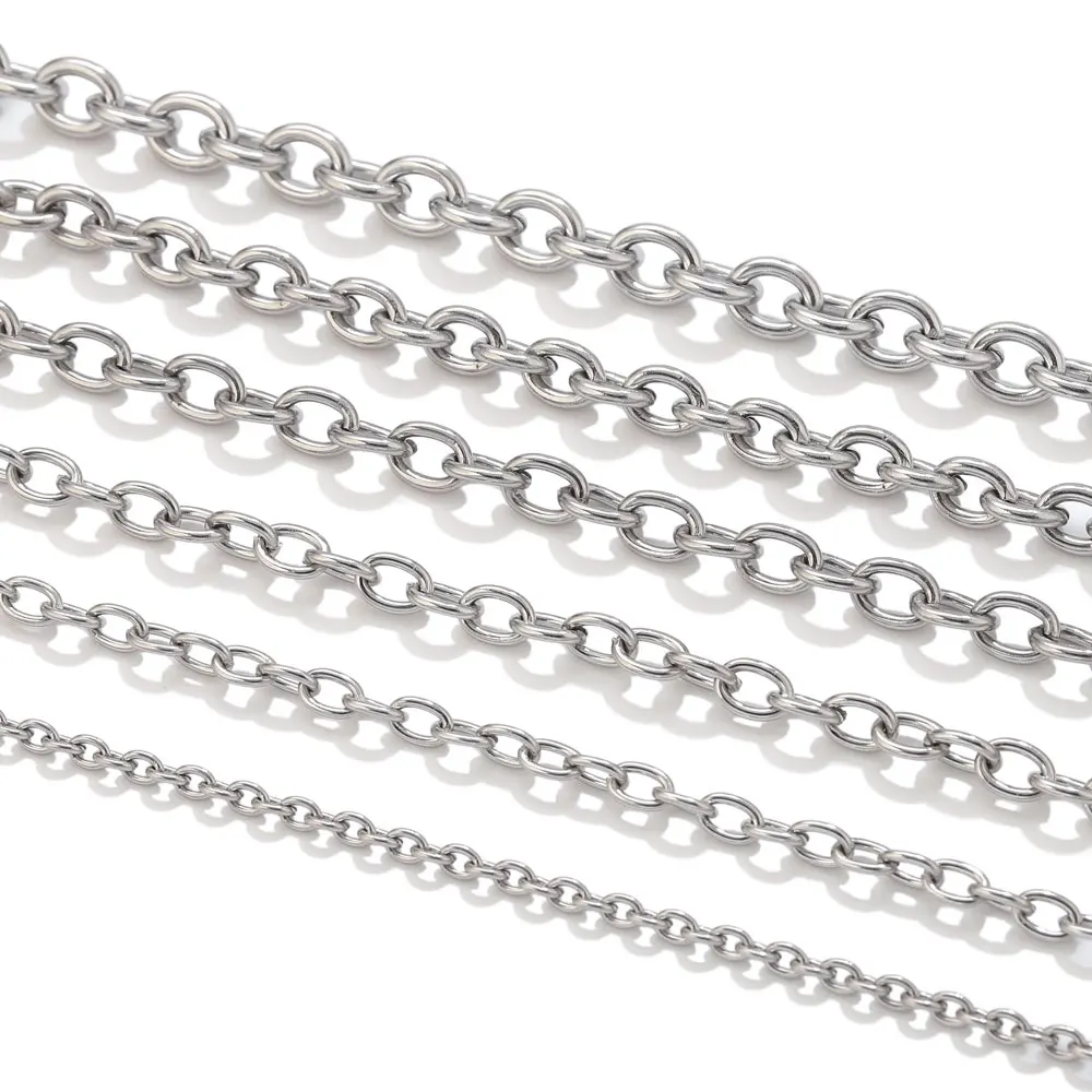 1meter 34 5 6 7mm Stainless Steel O Shape Link Chains For Jewelry Making Cross Chain DIY Bracelet Necklace Making Materials Bulk
