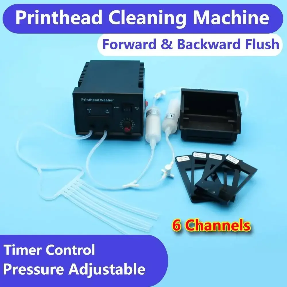 L1800 Printer Head Cleaning Washer Machine Clogged Unclog Cleaner 6 Channel Device For Epson L805 1390 XP600 DX6 i3200 Printhead