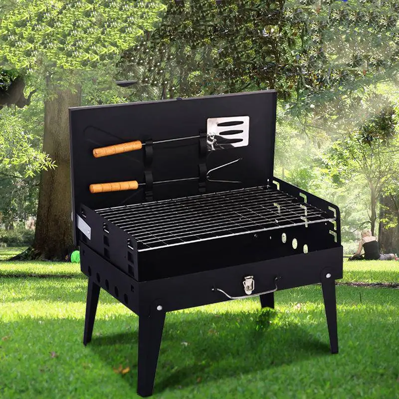 BBQ Grill Folding Portable Charcoal Grill, Small Outdoor Barbecue Grill for Camping Picnics Garden Beach Party