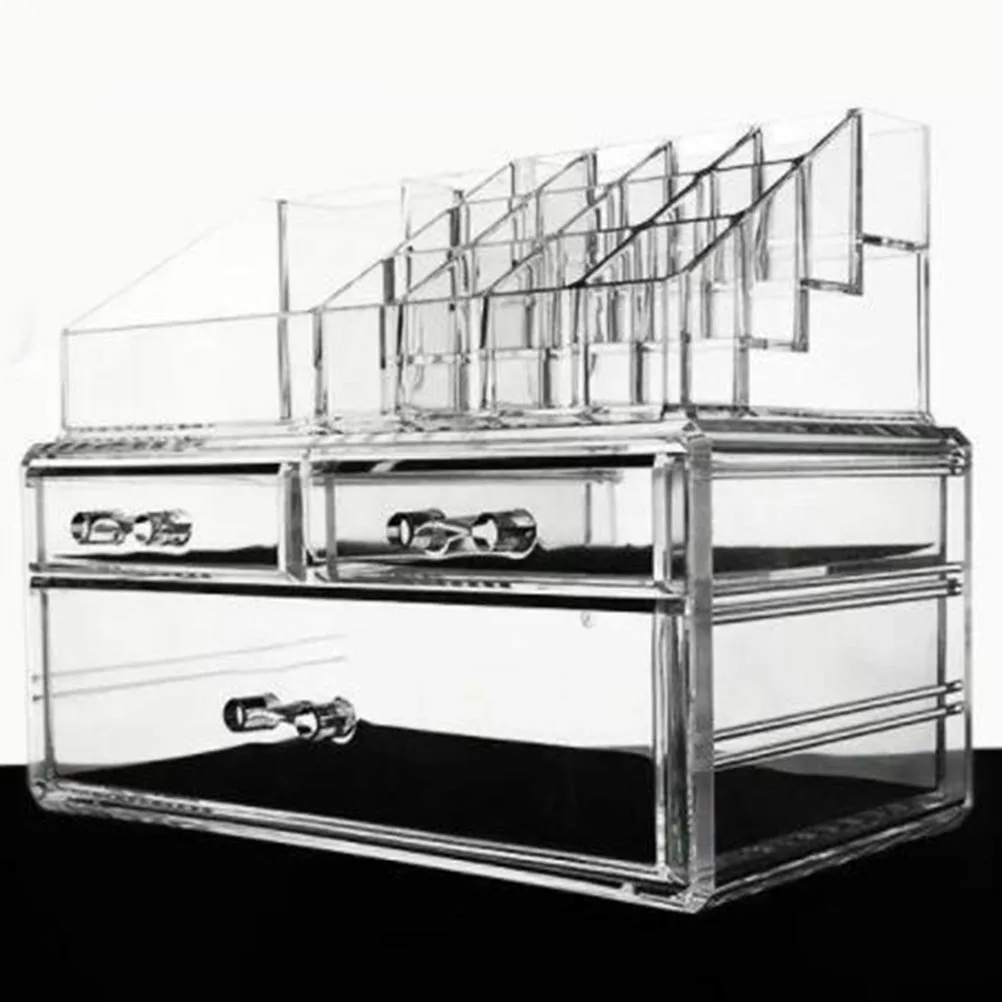 Boîte de rangement transparente en acrylique, tiroir organisateur de maquillage, conteneur Portable pour rouges à lèvres, pinceaux, stylos, rangement de maquillage