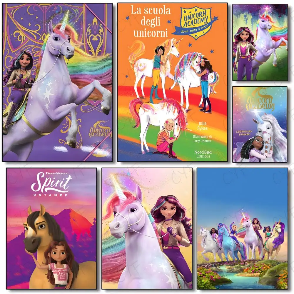 Fantasy Animation U-Unicorn Academy Poster Painting Wall Art Mural for Living Room Home Decor and Gifts