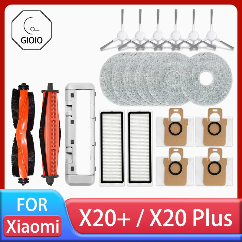 Do odkurzacza robota Xiaomi X20+ / X20 Plus Części Akcesoria Szczotka główna Szczotka boczna Filtr Hepa Ściereczka do mopa Worek na kurz Zamiennik Zapasowy