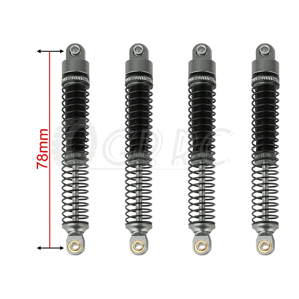 4Pcs 78mm Aluminum Shocks Absorbers Damper for 1/18 RC Crawler TRX4M TRX-4M Bronco Defender Metal Upgrade Parts