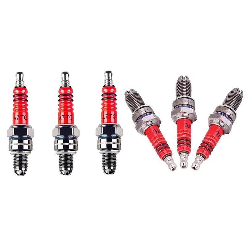 

3Pcs Spark Plug A7tc, Triple Electrode For Gy6 50 Cc 70Cc 90 Cc 110Cc 125 Cc 150Cc & 3Pcs D8tc 3 Electrode Spark Plug, Racing Sp