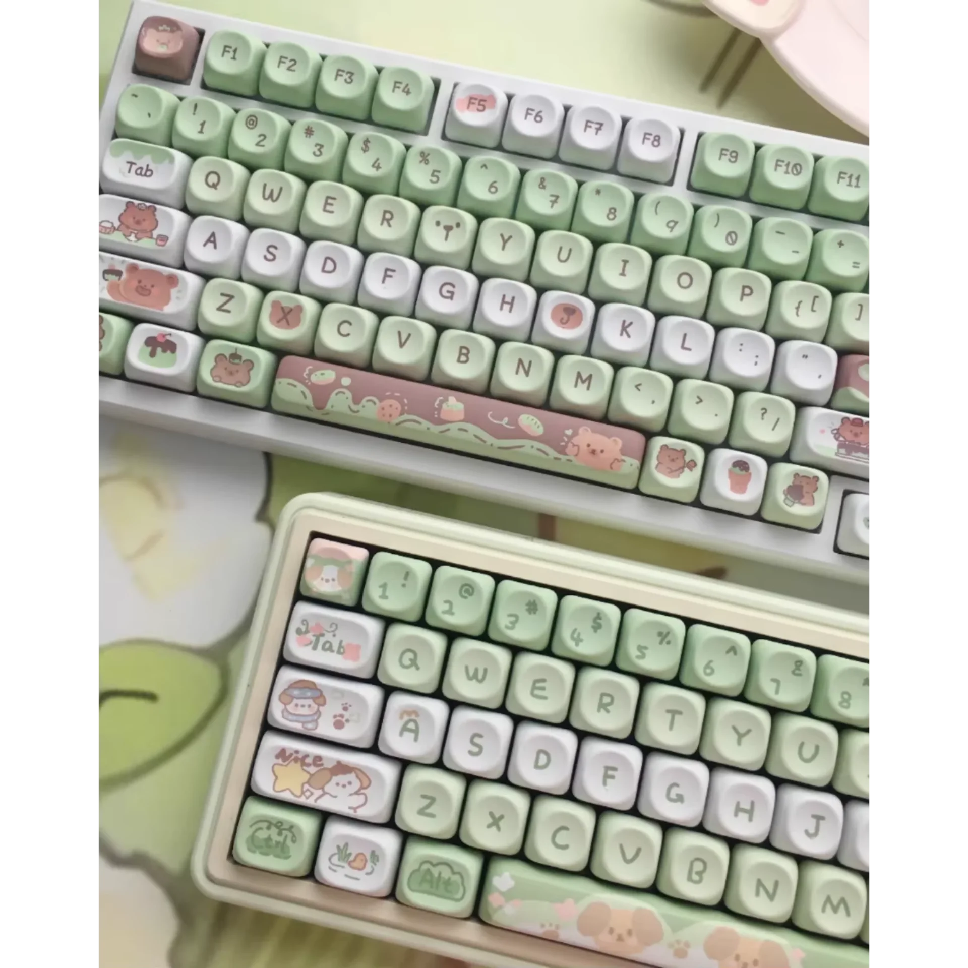 Sevimli kızlar MOA Keycaps PBT kullanımı kedi öğleden sonra çay 95 tuşları için 60/84 mekanik klavye MX anahtarı