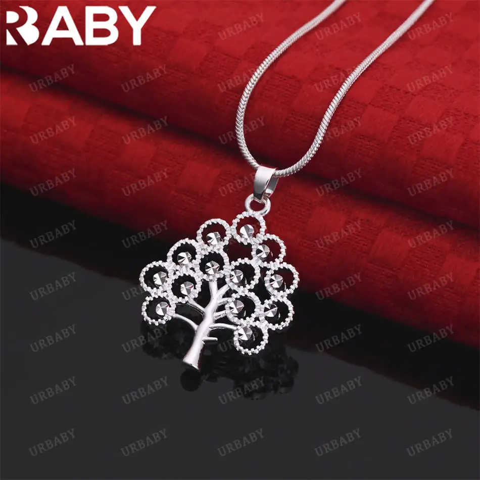 

URBABY 40-75cm 925 Sterling Silver Tree Pendant Necklace For Women Men Creativity Gifts Street All-match Party And Daily Wear