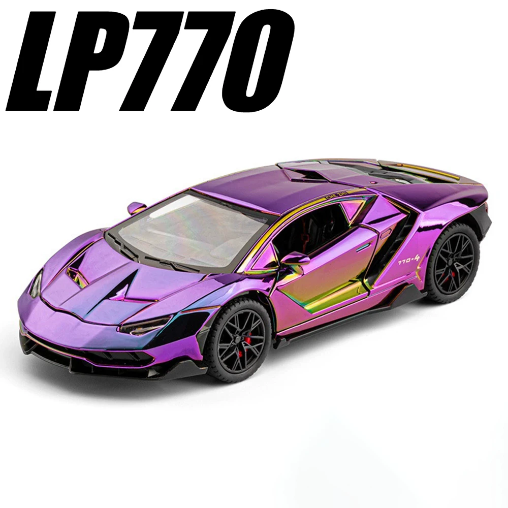 

1:24 Scale LP770 Revuelto Sports Car Model Toy Adjustable Tail Fin Sound Light Shock Absorption Models Kids Holiday Presents