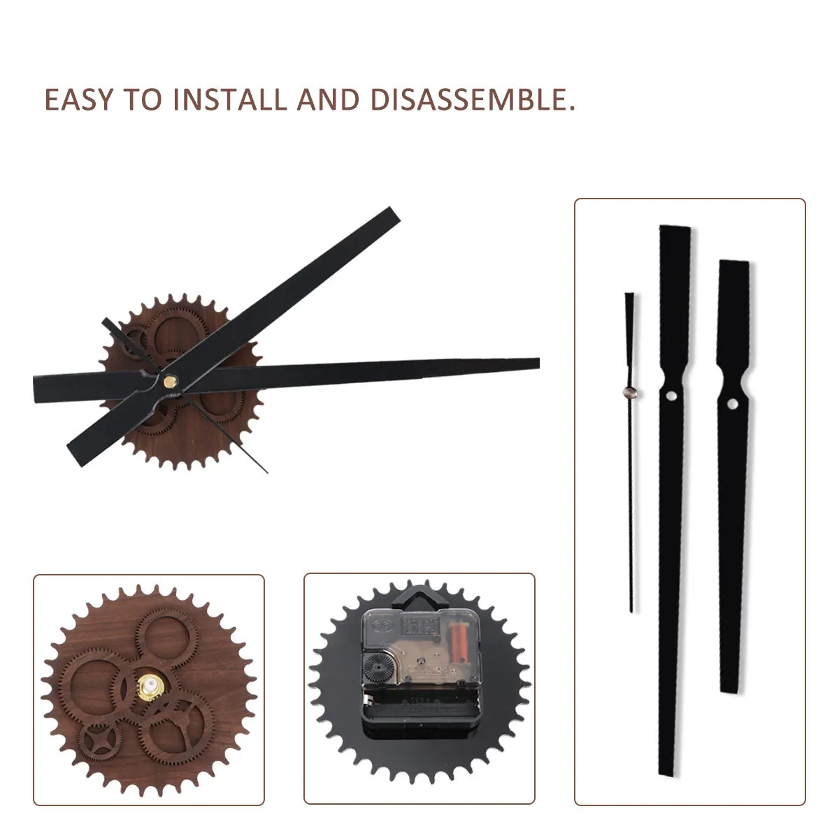 

Retro Wall Brown Gear Design Big Pointer Hanging Clock For Living Room Bedroom Kitchen Decor Industrial Chic Wall Hanging Clock