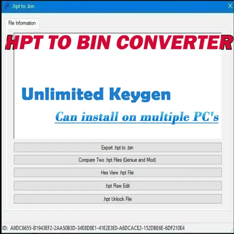 .hpt to bin Converter With Unlimited Keygen Compare Genuine and Modified Files Unlock Tuner Unlock Hpt Raw Edit for Multi Laptop