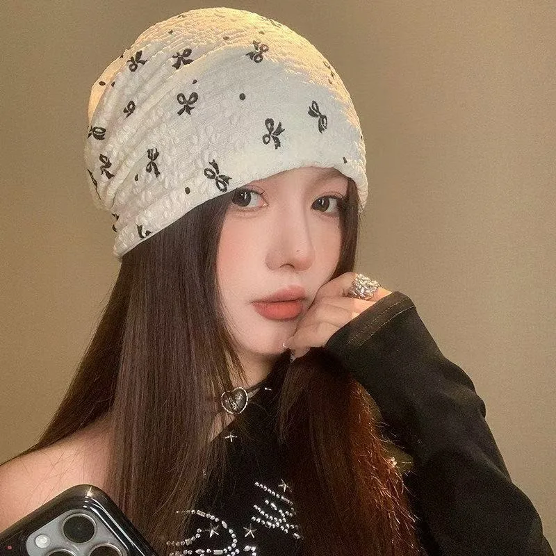 Lightweight Womens Spring Summer Thin Breathable Soft Loose Bow Knot Stacking Casual Confinement Hat for Daily Indoor Outdoor