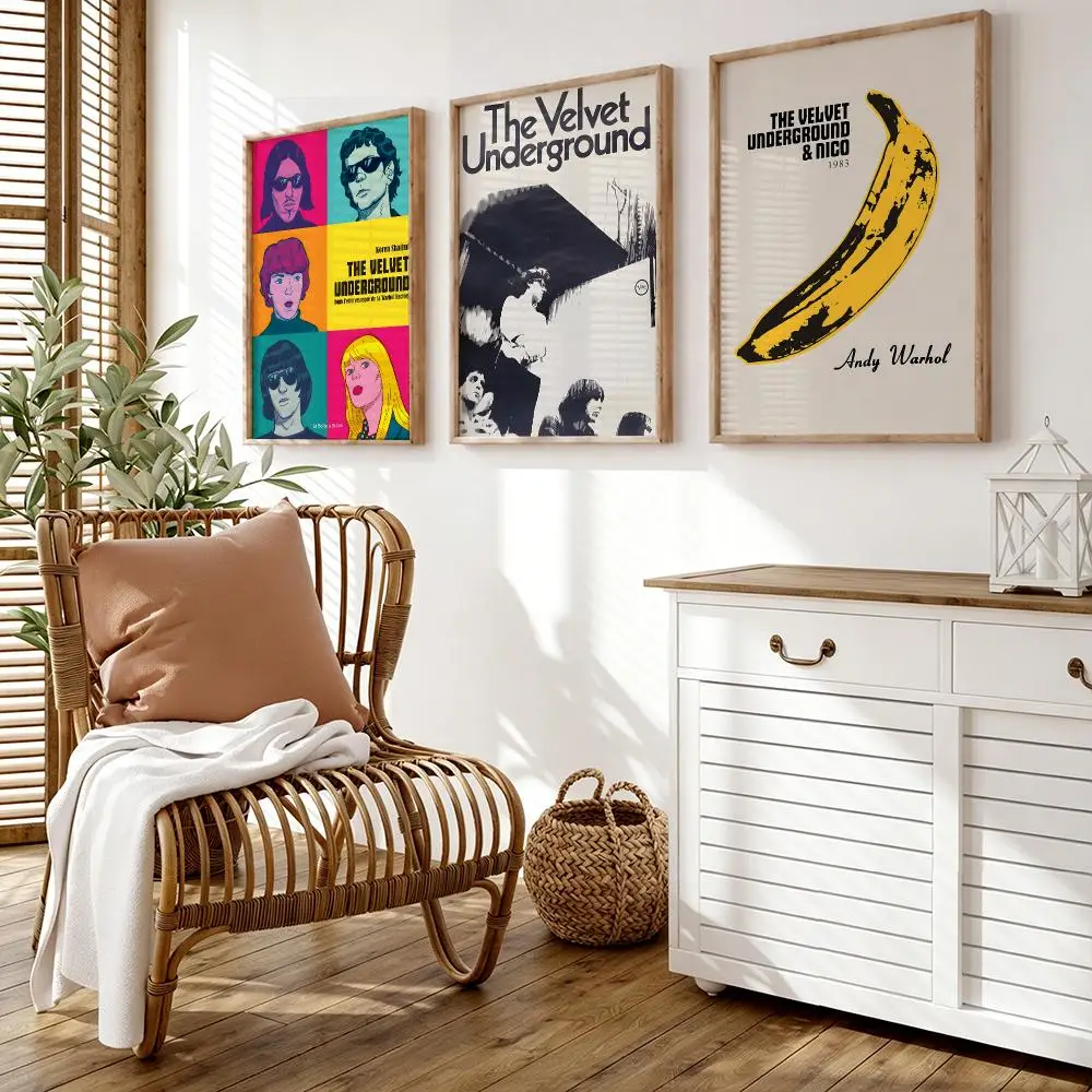 The V-Velvet Underground Poster Wall Stickers HD Painting Self Adhesive Art Decals for Bedroom Living Room Home Decor