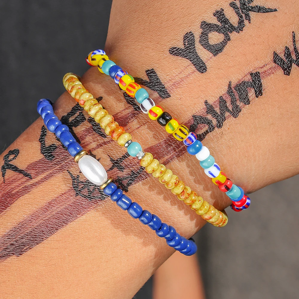

Retro Bohemian Pearl Rice Beads Colorful Natural Stone Bracelet for Women Fashion Hand Chains Daily Day Jewelry Gifts