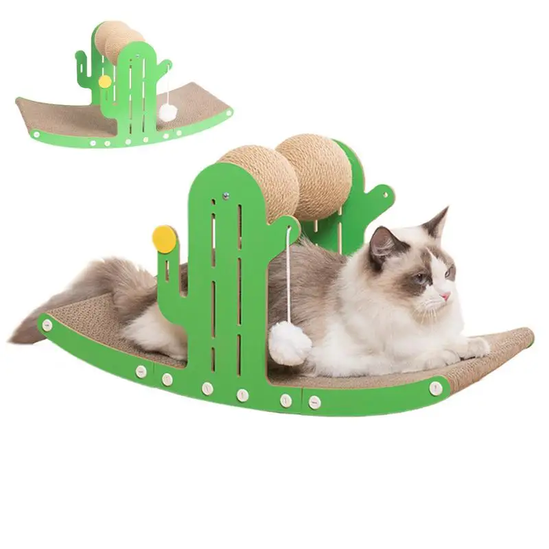 

Cactus Cat Scratcher Wooden Cat Sisal Lounge Chai Beach Chair Sisal Rope Cat Tree Scratching Post Interesting Pet Relaxing toys