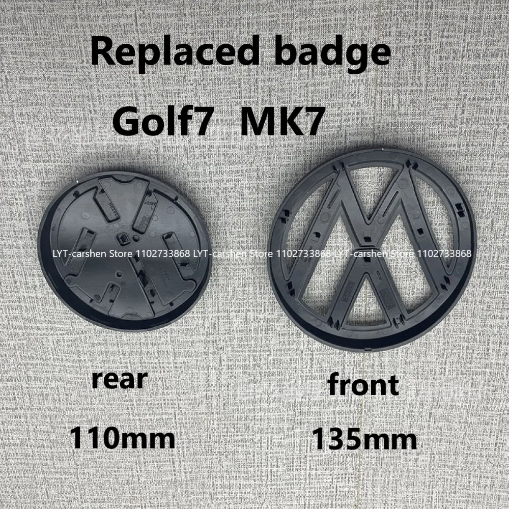 

2pcs Replacement Style for VW Golf 7 MK7 2014 2015 2017 2016 Car Front Bonnet Grill Rear Trunk Emblem Replacement Badge Sticker