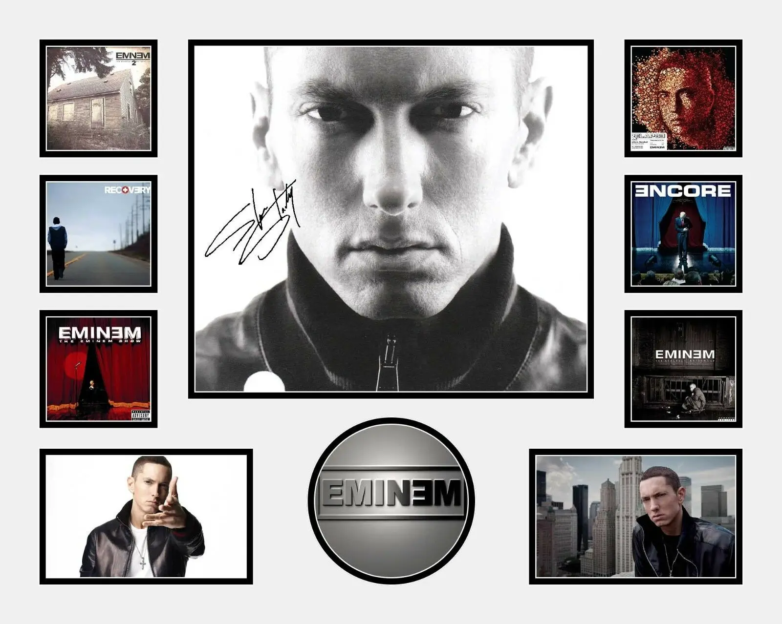EMINEM Muziekalbum Signature Poster Print Memento Art Silk Poster Wall Art Home Decoratief schilderij