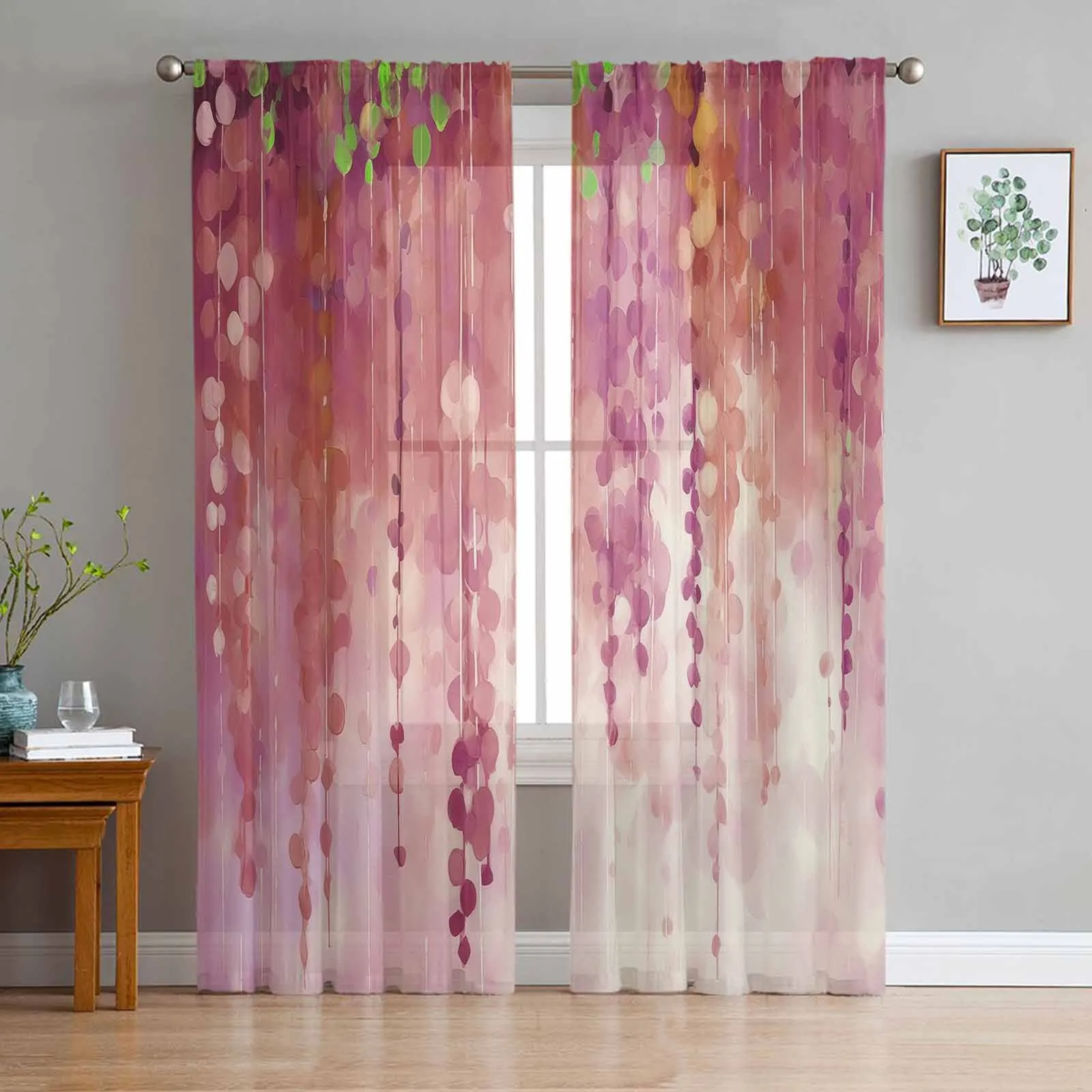 Flower Wallpaper Daisy Curtain For Living Room Bedroom Kitchen Window Tulle Curtains Home Essentials