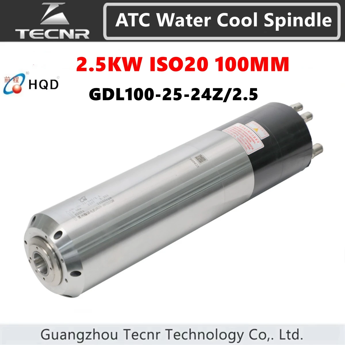 HQD 2.5KW ATC water Cooled Spindle Motor ISO20 100MM Automatic Tool Change Spindle For Metal Cutting GDL100-25-24Z/2.5