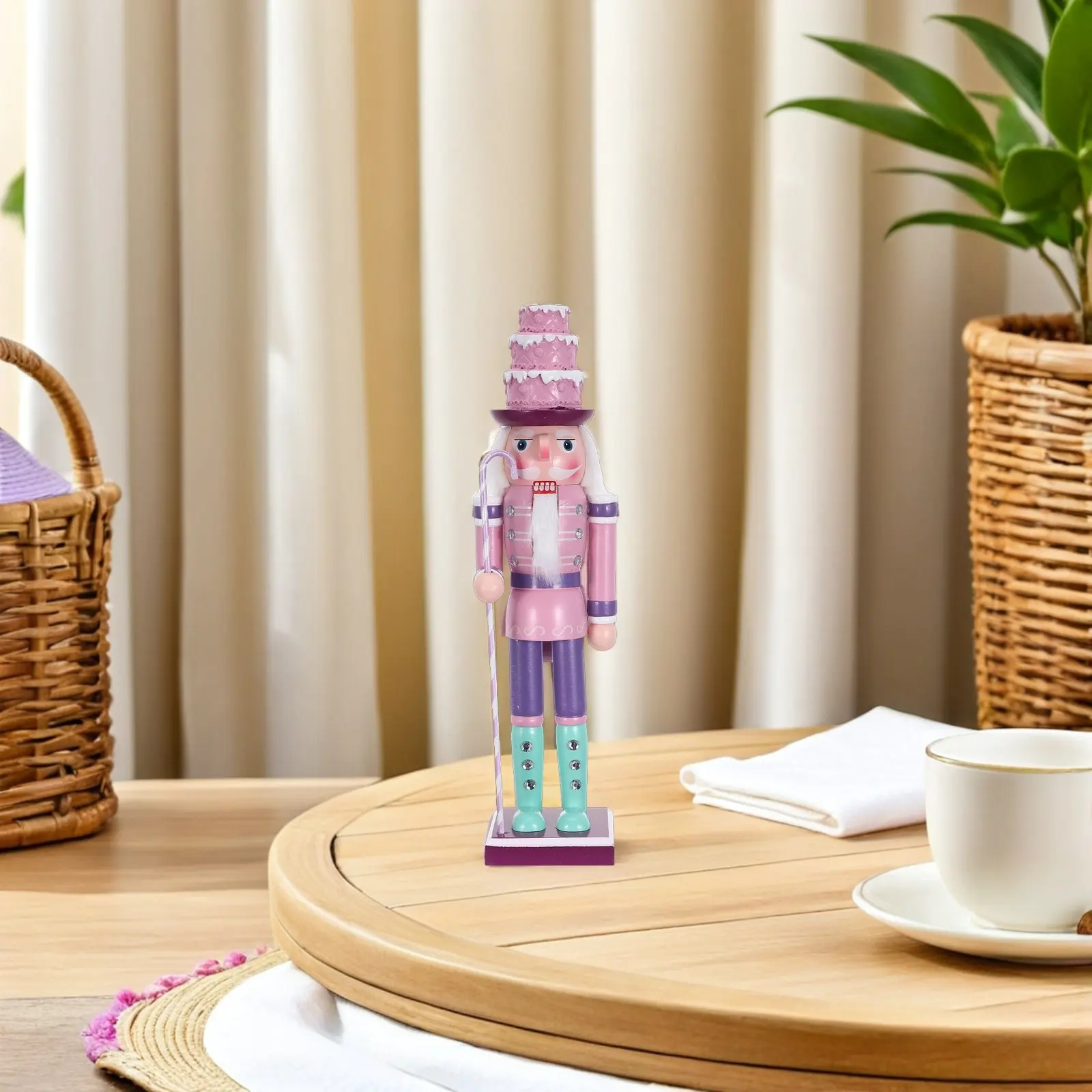 

Декоративный деревянный Щелкунчик-солдат 38 см, пастельные цвета, для пасхального стола, украшение для торта, праздничный декор для дома