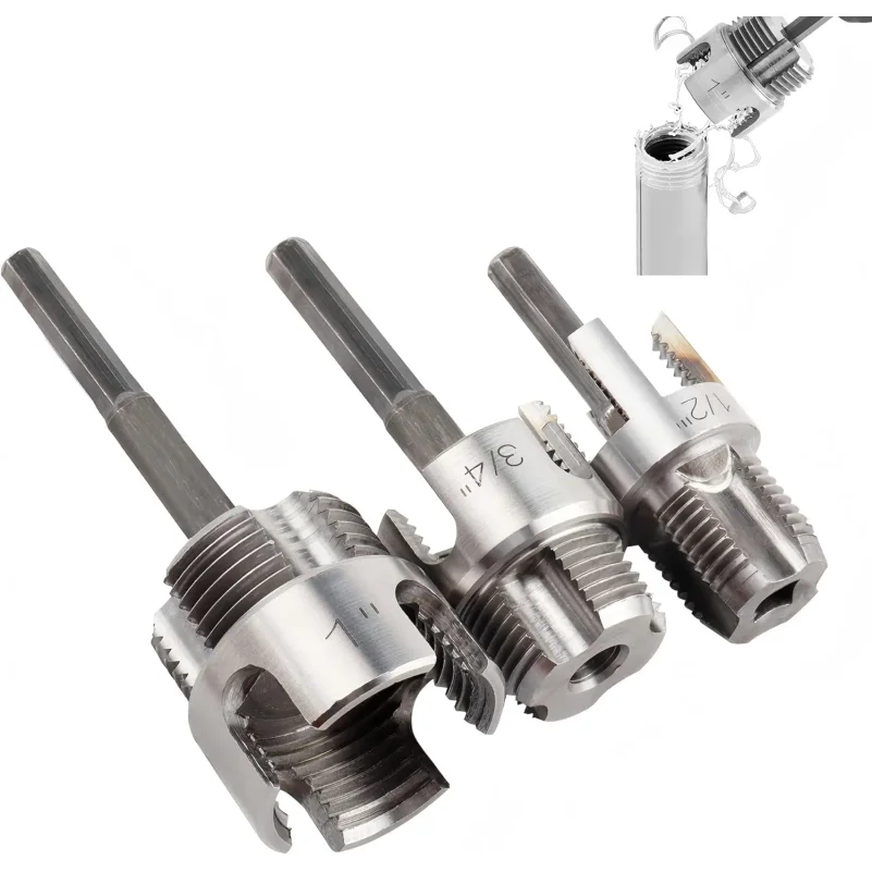 3Pcs Internal & External Pipe Threading Tool,Electric Drill Compatible Pipe Thread Cutting Tool for 1/2