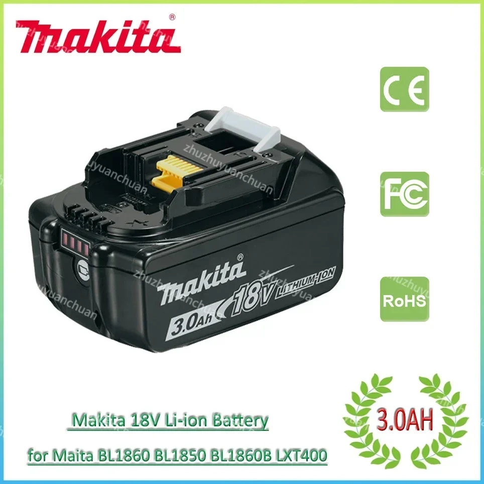 

100% Original Makita 18V 3.0Ah Rechargeable Power Tools Battery with LED Li-ion Replacement LXT BL1860B BL1860 BL1850