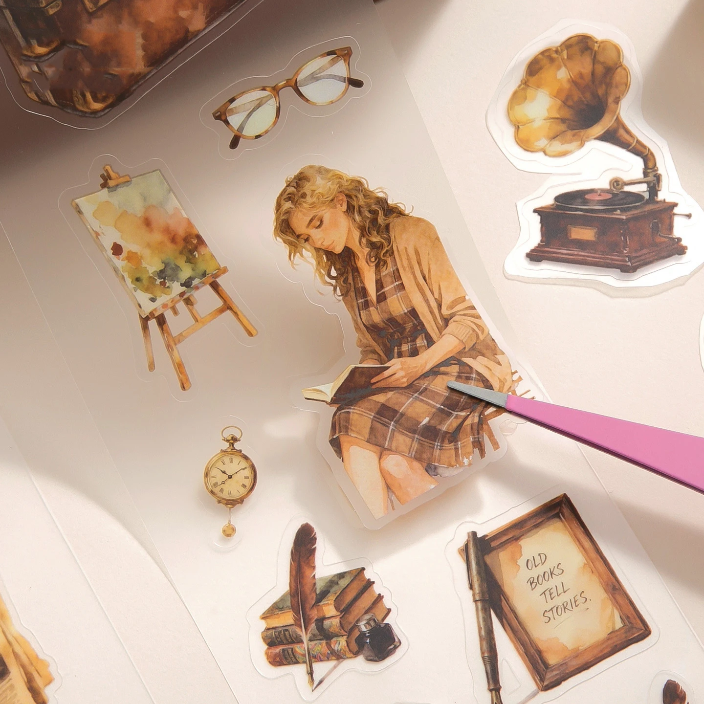 4 لفات/مجموعة سلسلة صدى أدبية شخصية عتيقة لمناظر القهوة وشريط PET إبداعي يمكنك صنعه بنفسك مادة مجلة أدوات مكتبية مجمعة #4