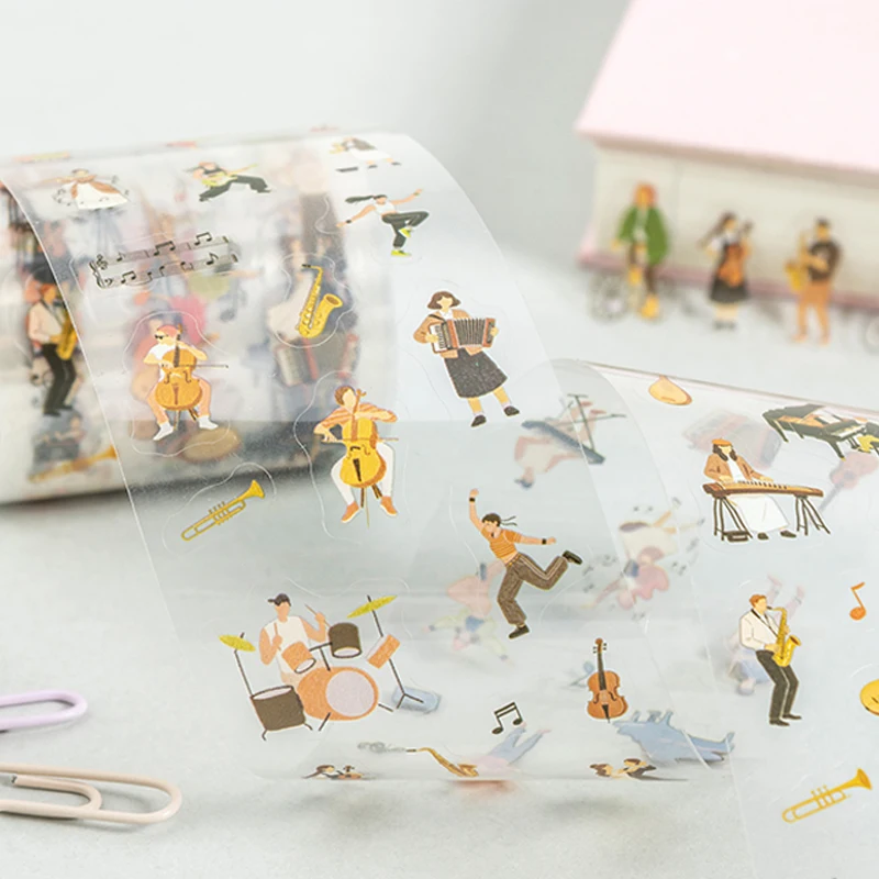 Mr. Paper 200cm/Rolle PET Gestanztes Washi-Tape Mini Salt Style Figuren-Sticker-Tape für Journal Scrapbooking DIY Tassen- und Karten-Dekoration