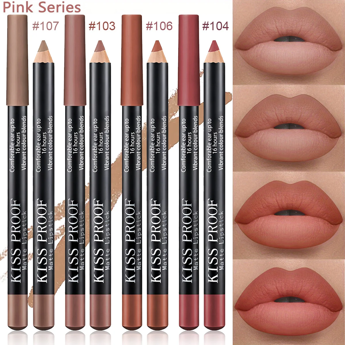 4Pcs/Set Wood Lipstick  Nude Brown, Velvet Matte, Long lasting Waterproof Formula, Easy To Apply Natural Lip Makeup