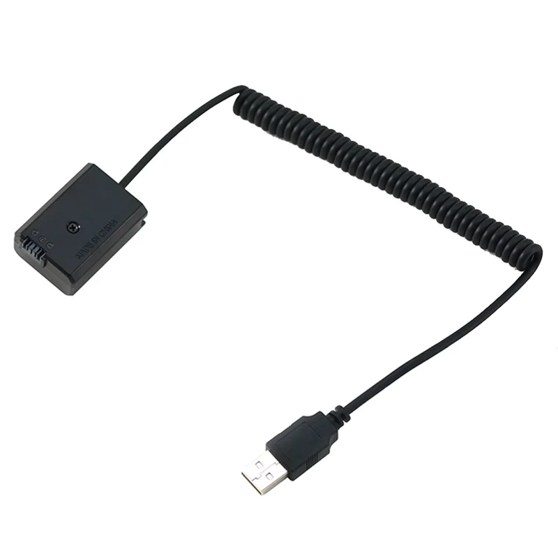 Cable de carga USB con resorte de batería simulada de NP-FW50 para Sony A7 A7R A7S A7M A7II A7S2 A7M2 A7R2 A6500 A6300 acoplador CC