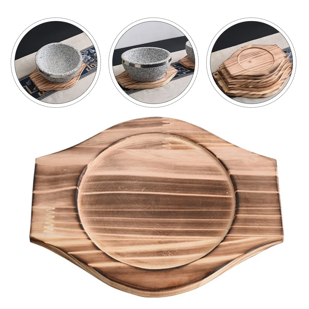 Trivet Bowl Pot Hot Wood Stone Mat Woodencasserole Base Dolsot Korean Holder Tray Dish Trivets Bibimbap Underliner Pan Cast Iron