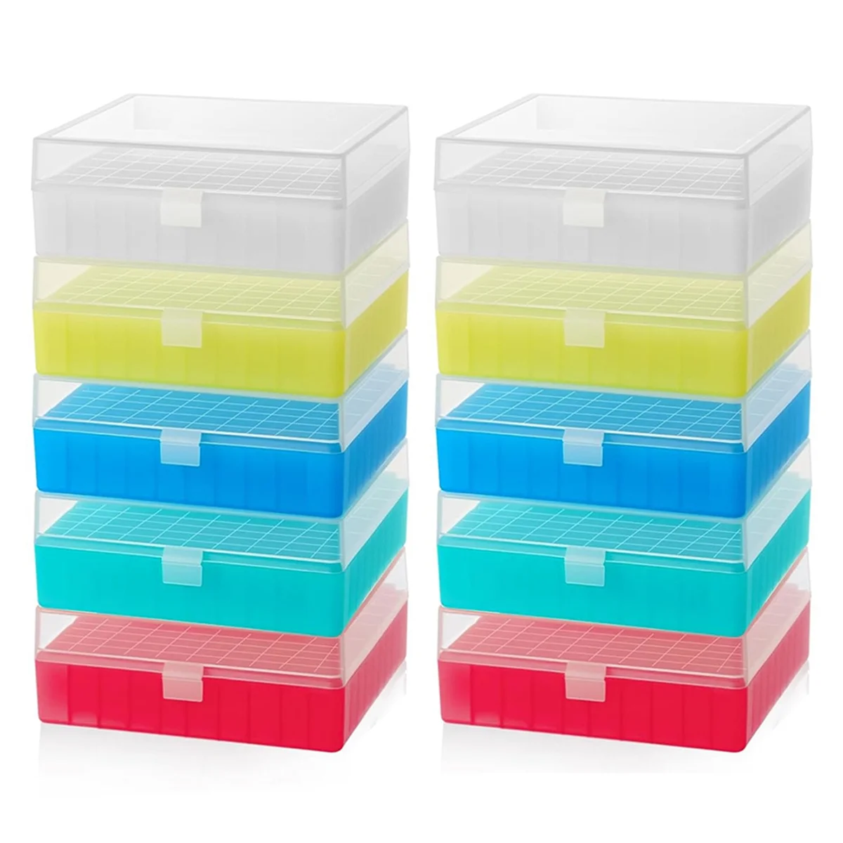 

AB52 10 Pack 100 Well Centrifuge Tube Cryogenic Storage Box with Snap Clasp Freezer Box Fit 0.5/1.5/2.0 Ml Vials