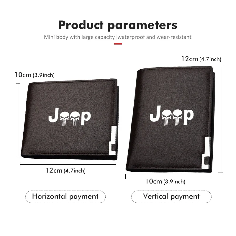 

Men Leather Wallet Bifold Short Card Holder Driver License Holder Car Accessories For Jeep Wrangler Cherokee Renegade Gladiator